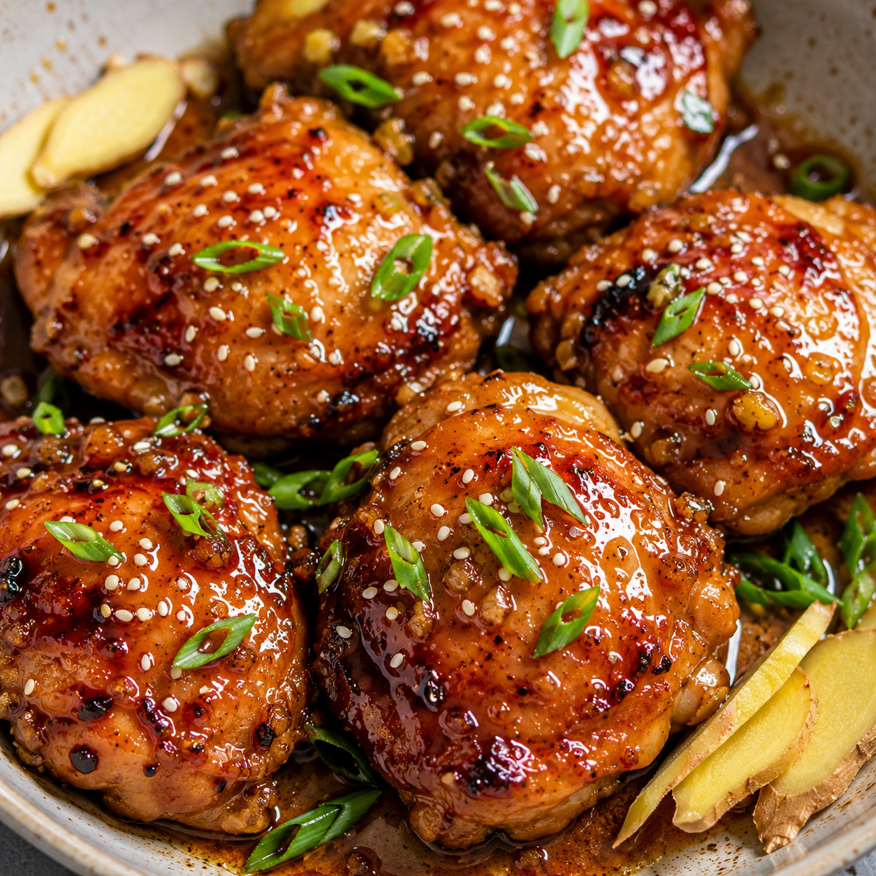 Honey Ginger Glazed Chicken Thighs