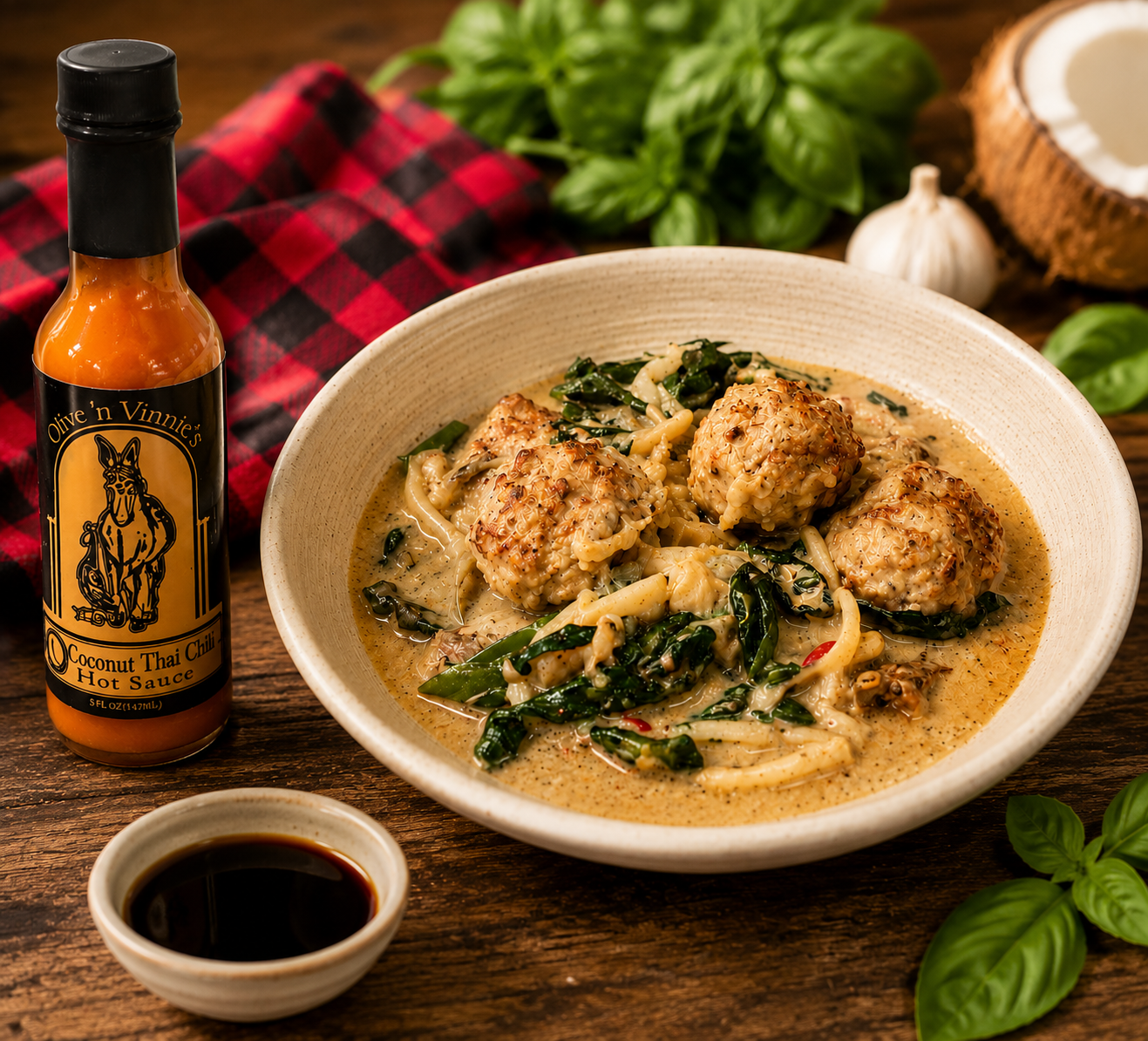 Thai Coconut Chicken Meatballs with Green Curry