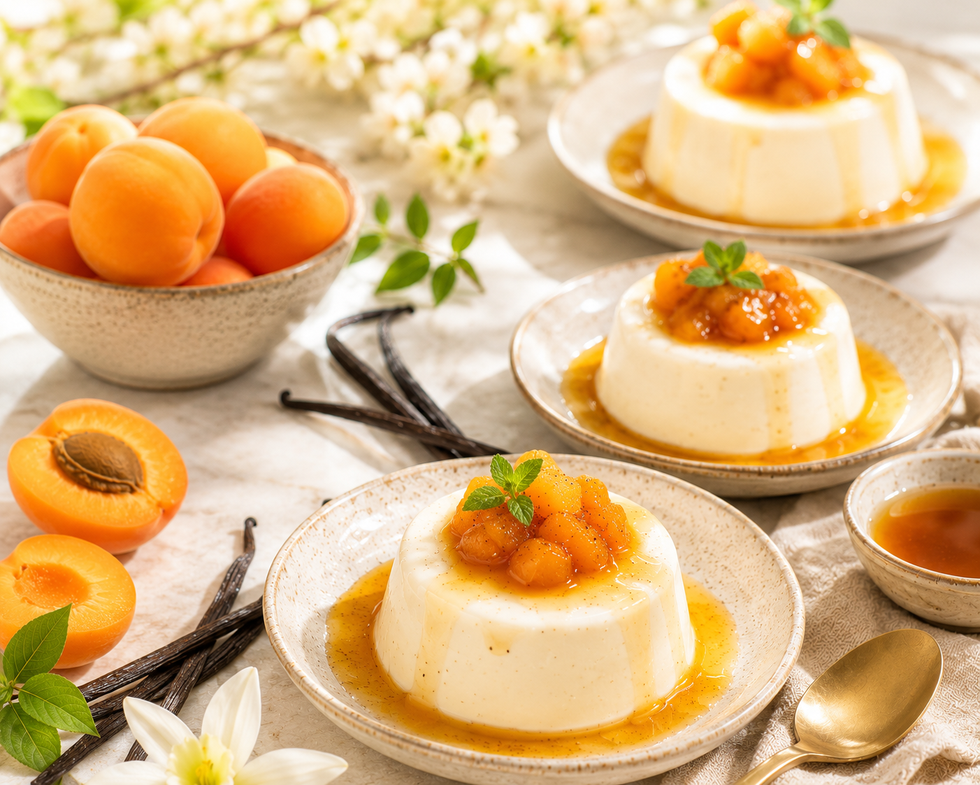 Vanilla Bean Panna Cotta with Apricot Balsamic