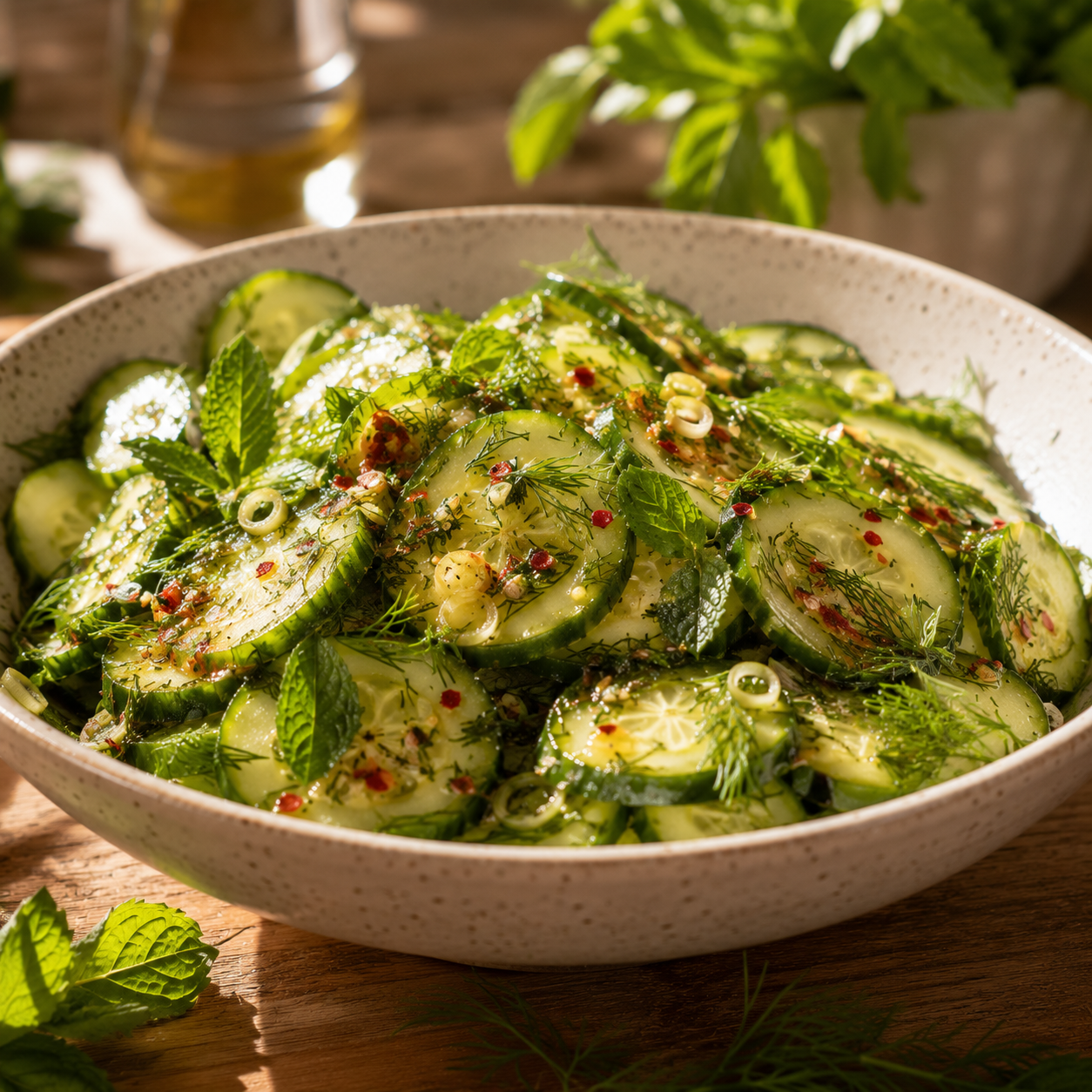 Lemongrass Mint and Dill Cucumbers