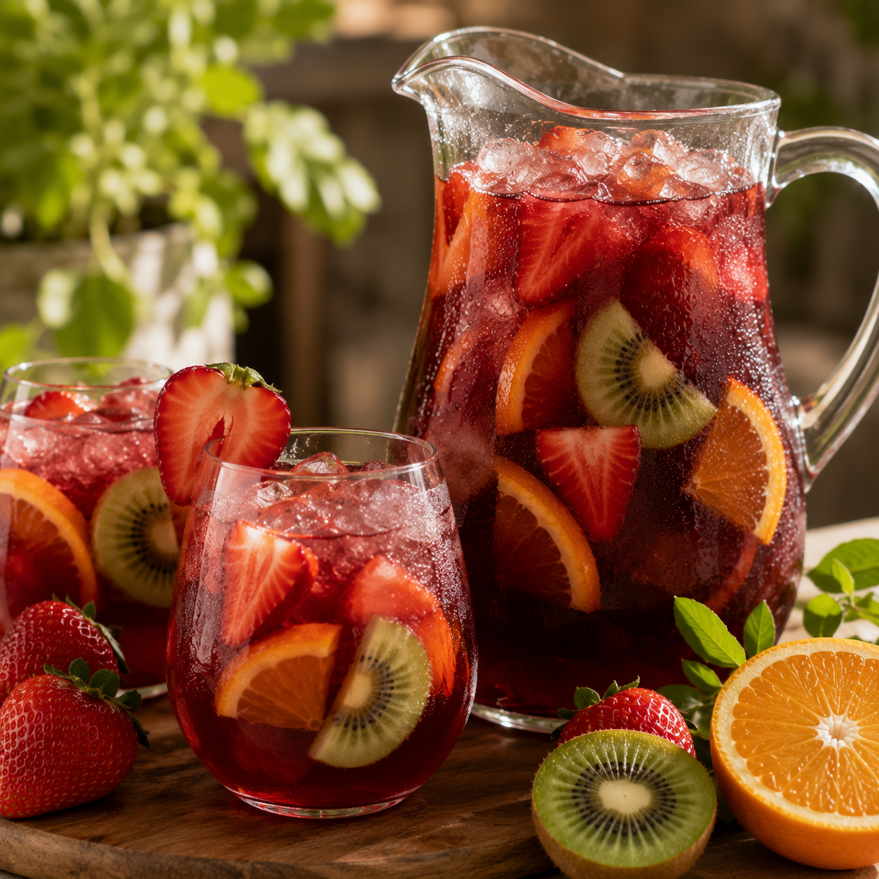 Strawberry Orange Red Sangria with Strawberry Kiwi Balsamic