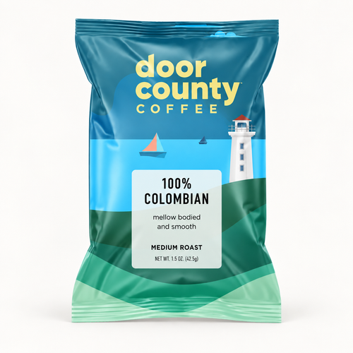 Single-serve 1.5oz bag of 100% Colombian coffee from Olive N Vinnie's