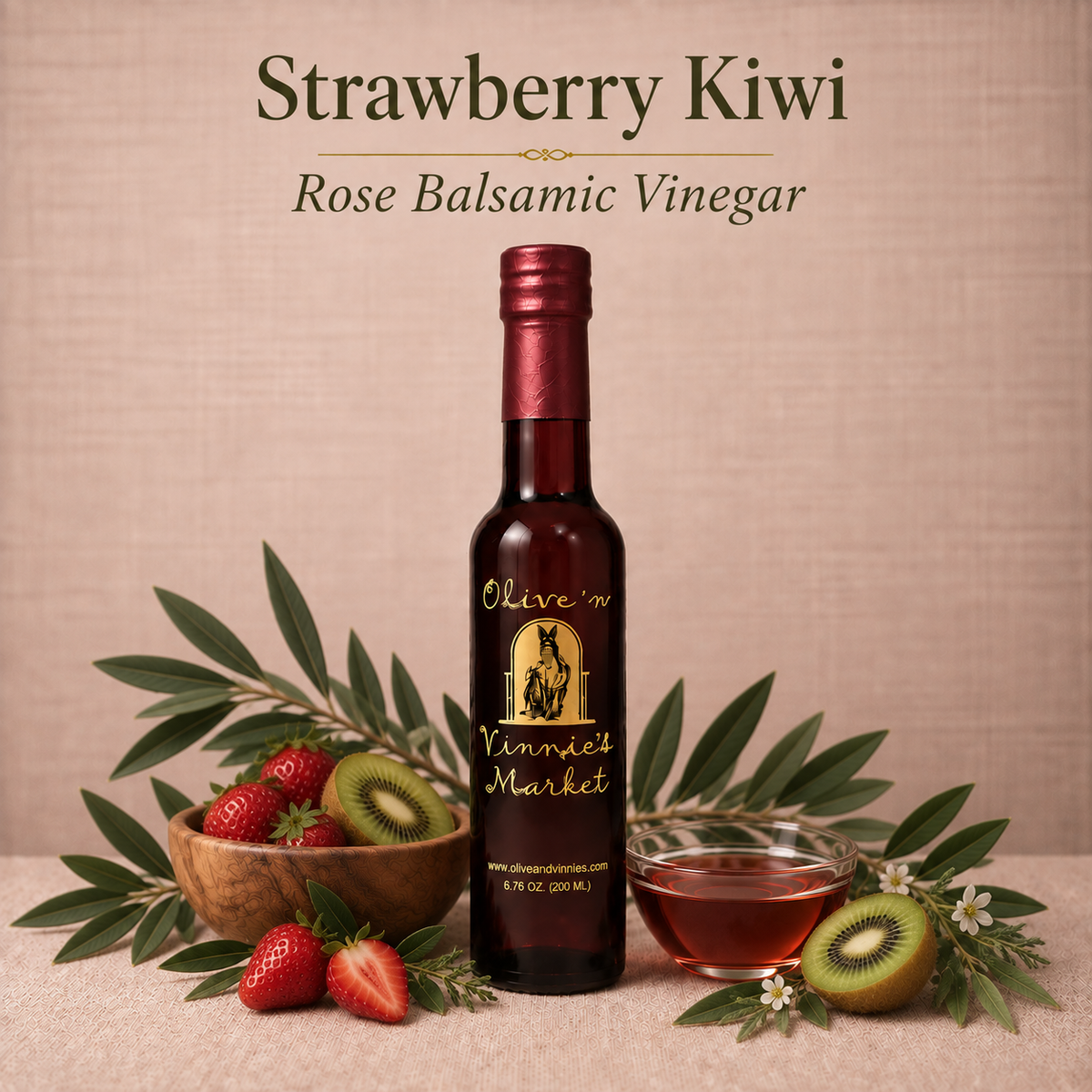 Strawberry Kiwi Rose Balsamic Vinegar | Olive 'n Vinnie's