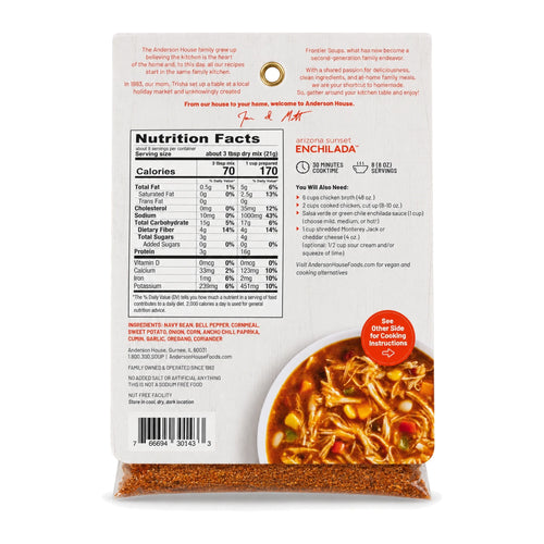 Arizona Sunset Enchilada Soup Mix ingredients, nutrition facts and what you'll need - Frontier Soups Homemade in Minutes
