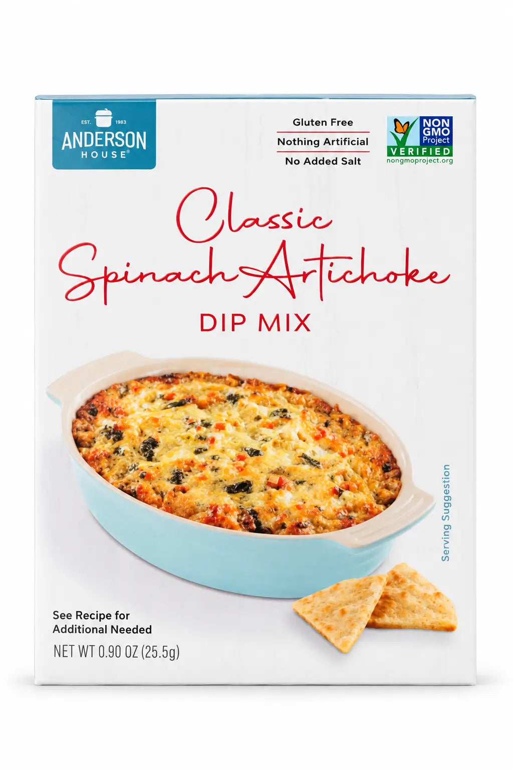 Classic Spinach Artichoke Dip Mix package front - Frontier Soups