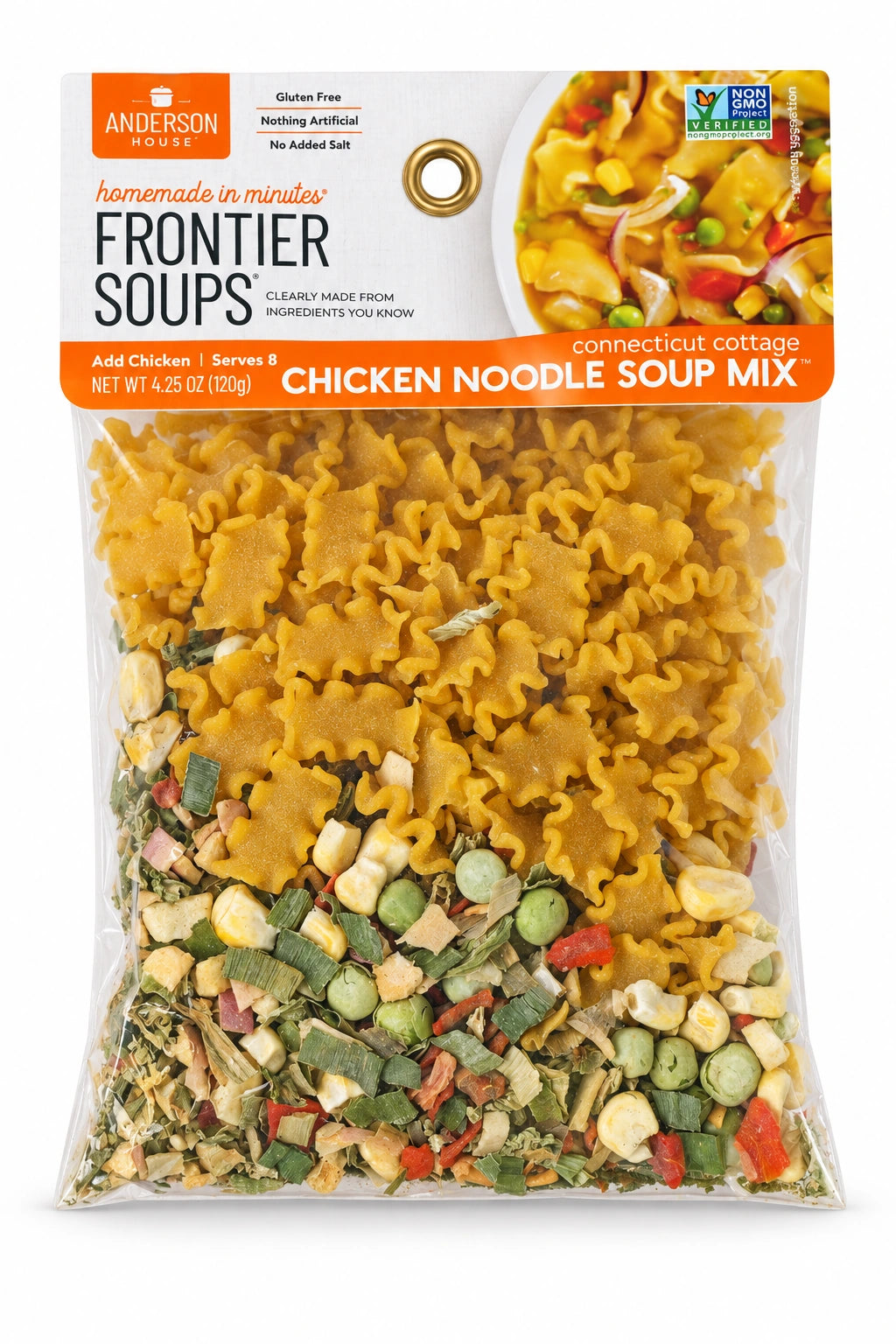 Connecticut Cottage Chicken Noodle Soup Mix package front - Frontier Soups Homemade in Minutes