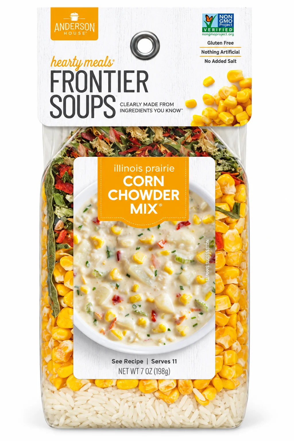 Illinois Prairie Corn Chowder Mix package front - Frontier Soups Hearty Meals