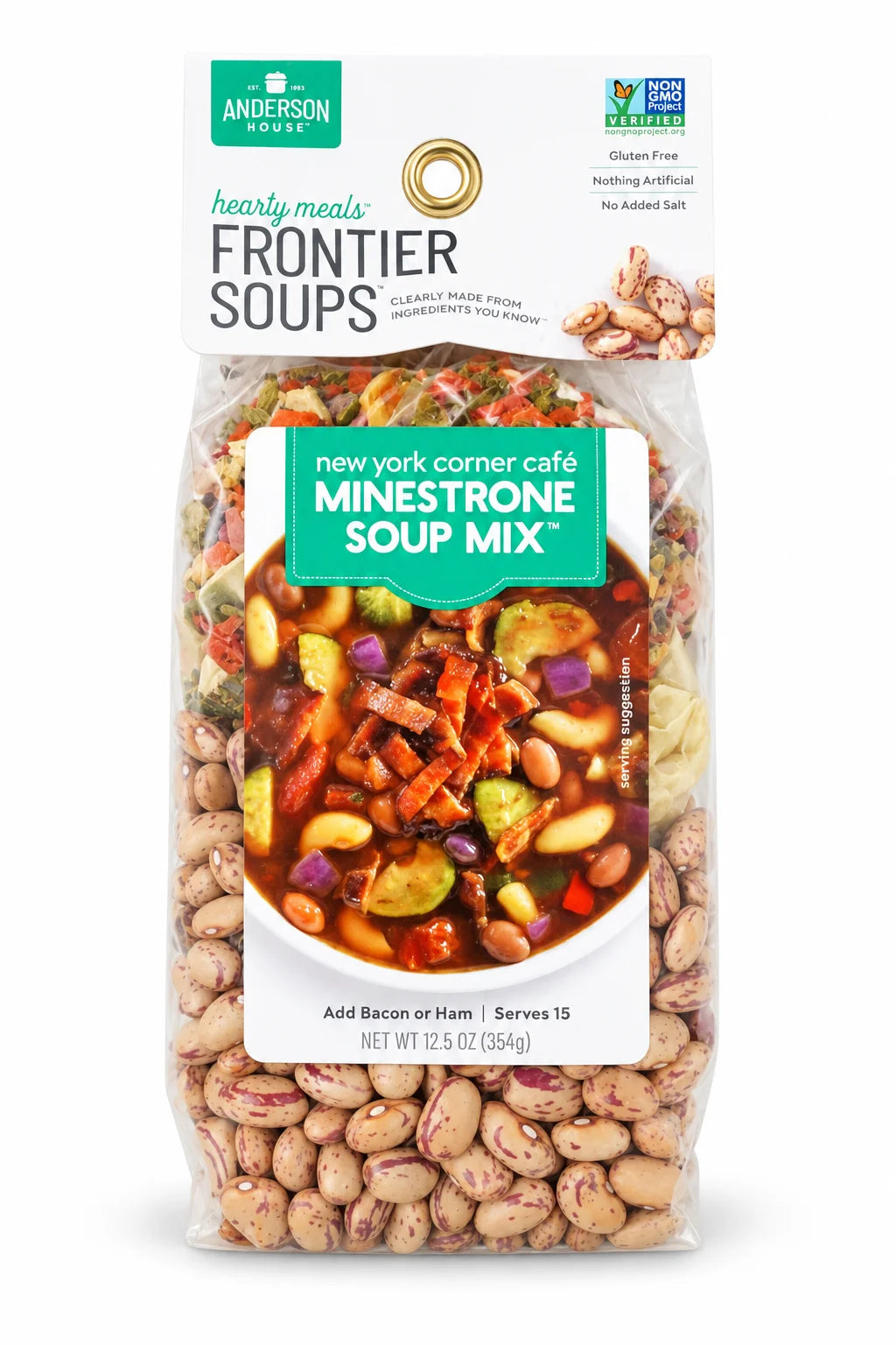New York Corner Café Minestrone Soup Mix package front - Frontier Soups Hearty Meals