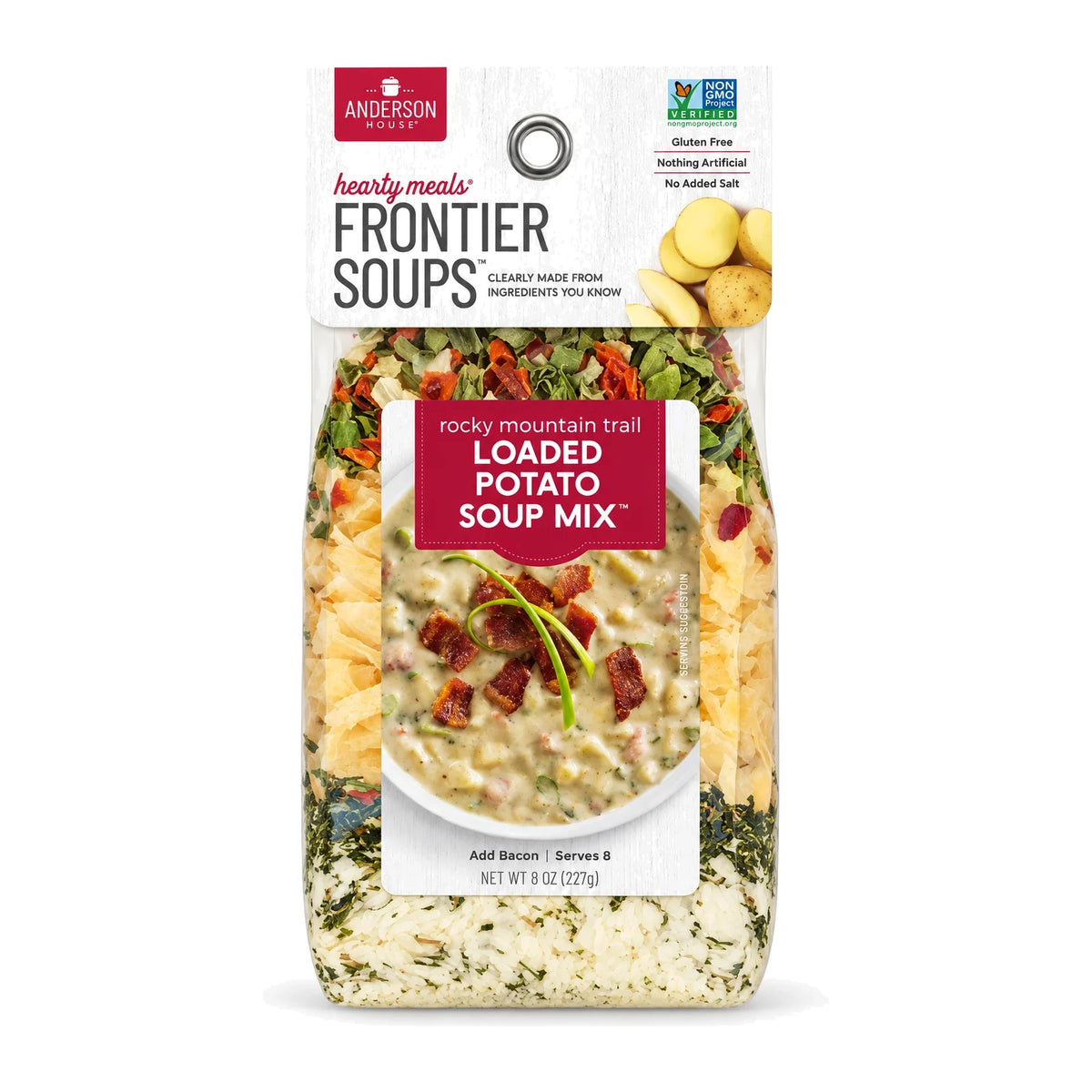Rocky Mountain Trail Loaded Potato Soup Mix package front - Frontier Soups Hearty Meals