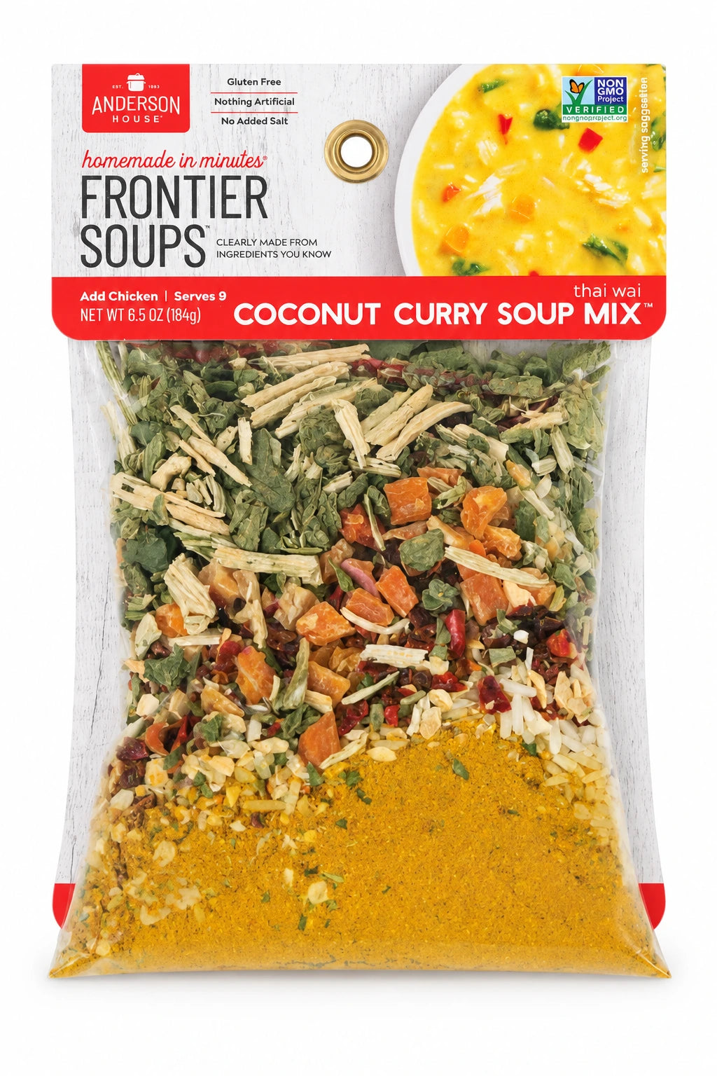 Thai Wai Coconut Curry Soup Mix package front - Frontier Soups Homemade in Minutes